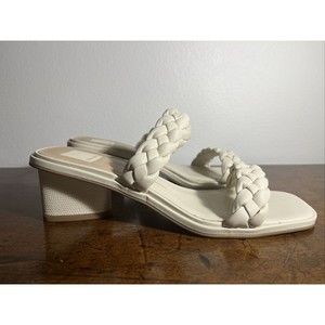 Dolce Vita Womens Strappy Braided Rafia Heel Sandals Cream White Size 10